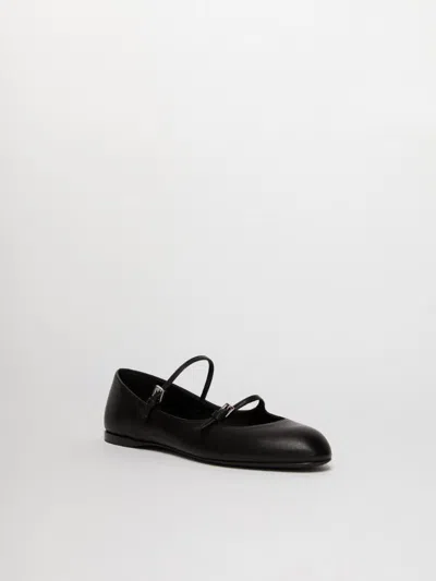Shop Max Mara Nappa Leather Ballet Flats In Black