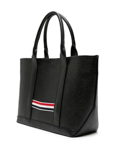 Thom Browne Small Tool Leather Tote Bag In Black