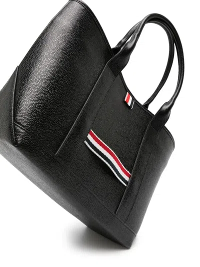 Thom Browne Small Tool Leather Tote Bag In Black