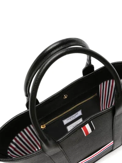 Thom Browne Small Tool Leather Tote Bag In Black