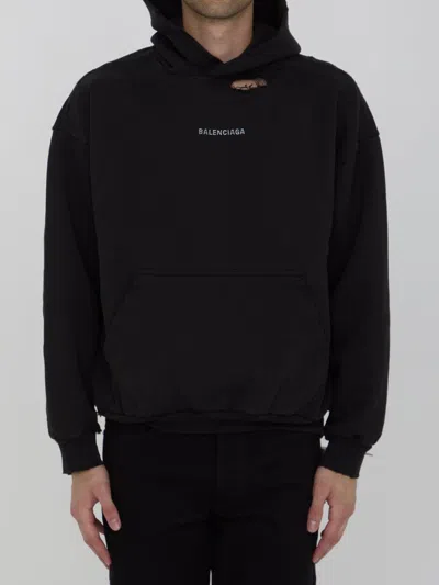 Shop Balenciaga Back Hoodie In Black