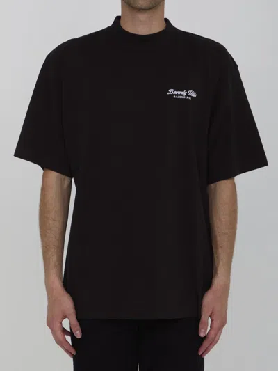 Shop Balenciaga Beverly Hills T-shirt In Black