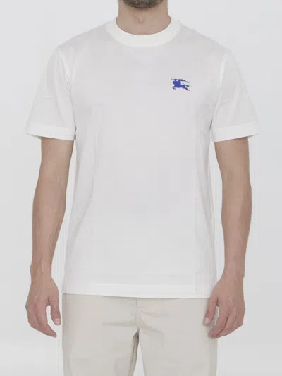 Burberry Mens Salt Ekd-embroidered Short-sleeve Cotton-jersey T-shirt In White