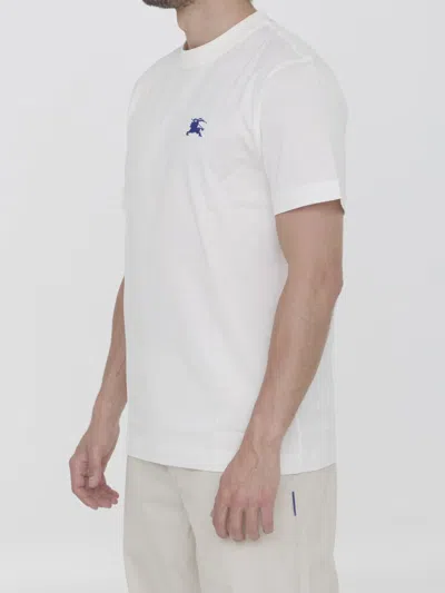 Burberry Mens Salt Ekd-embroidered Short-sleeve Cotton-jersey T-shirt In White