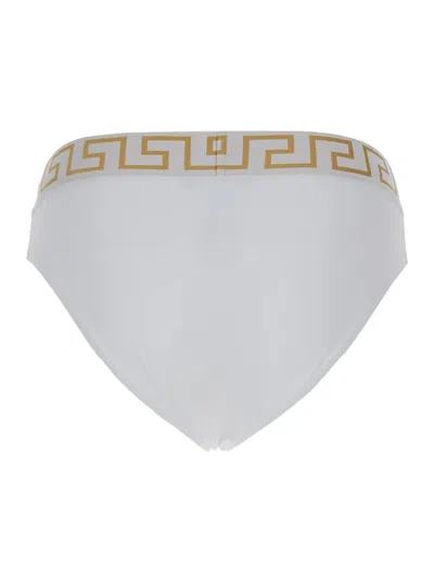 Versace Set Of Two Briefs With La Greca Waistband In White