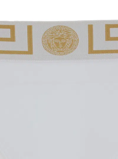 Versace Set Of Two Briefs With La Greca Waistband In White