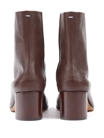 Shop Maison Margiela Tabi 60mm Leather Ankle Boots In Chic Brown