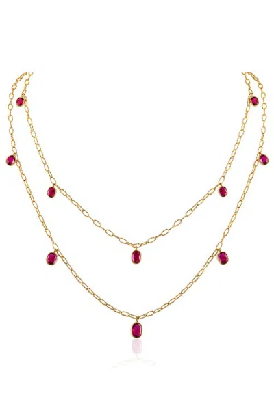 Mindi Mond Ruby Tinsel Charm Chain Necklace In Yellow Gold/ruby