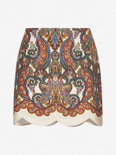 Shop Zimmermann Ottie Print Linen Miniskirt In Multi Paisley