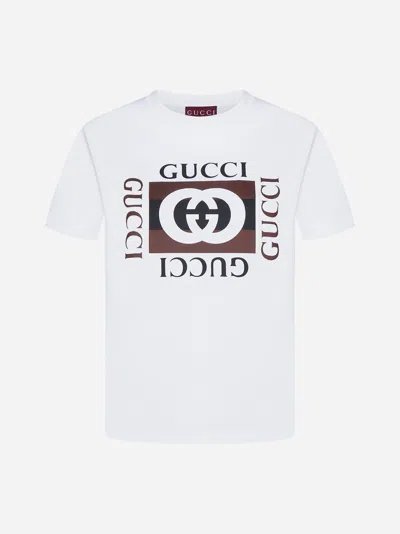 Gucci Interlocking G Printed Cotton T-shirt In White