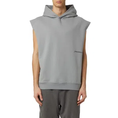 Shop Hinnominate Sleek Sleeveless Hooded Sweatshirt In Gray