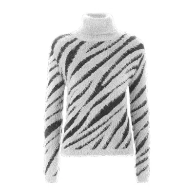 Shop Imperfect Chic High Collar Stripe Sweater In White