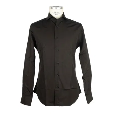 Shop Made In Italy Sleek Milano Cotton Men's Shirt In Black