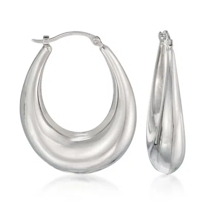 Ross-simons Sterling Silver Graduated Hoop Earrings In White