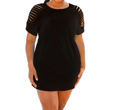 Always For Me Plus Size Jersey Cut Out Cover Up Dress In Black In Black
