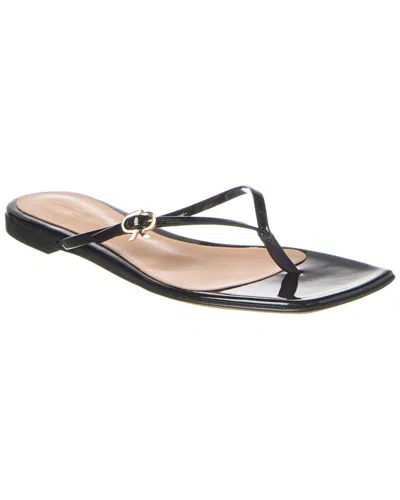 Gianvito Rossi Square Toe Patent Leather Slides In Black In Black