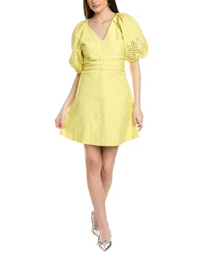 Shop Tanya Taylor Lacey Mini Dress In Yellow