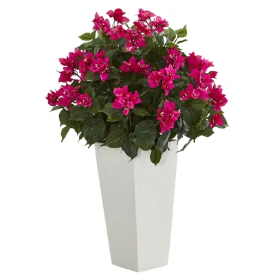 Homplanti Bougainvillea Artificial Plant In White Tower Planter