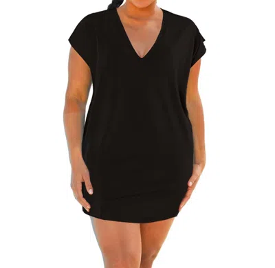 Always For Me Plus Size Jersey Cut Out Cover Up Dress In Black In Black