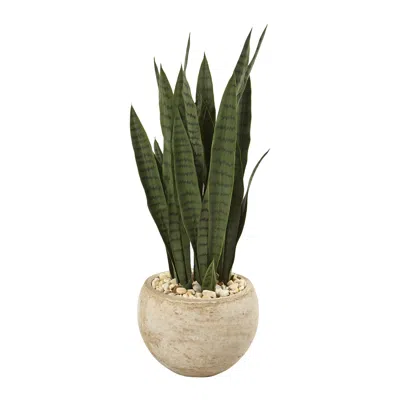 Homplanti Sansevieria Artificial Plant In Sand Colored Planter 32"