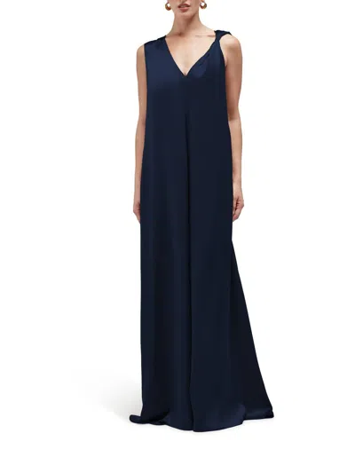 Shop Careste Faith Silk Maxi Dress In Midnight Blue