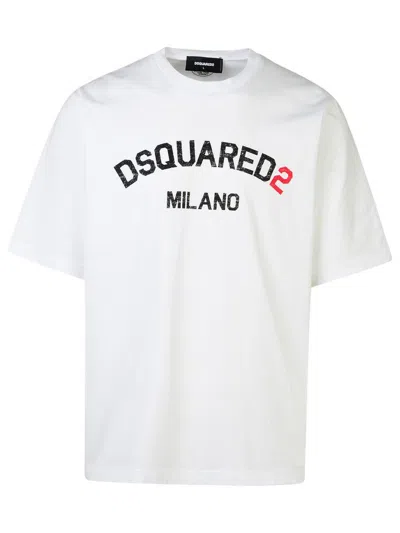 Shop Dsquared2 'milan' White Cotton T-shirt