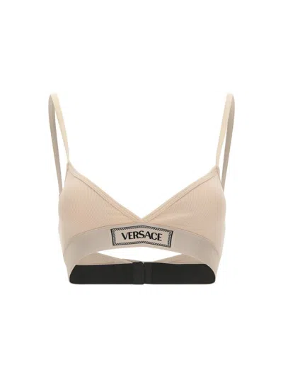 Versace Logo Patch Bra In Chiffon