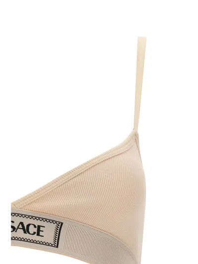 Versace Logo Patch Bra In Chiffon