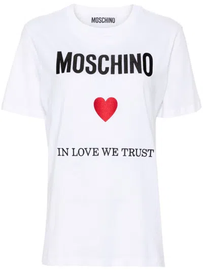 Shop Moschino Top In White