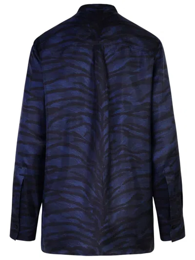 Stella Mccartney Tiger Printed Stitch Detailed Shirt In Blue
