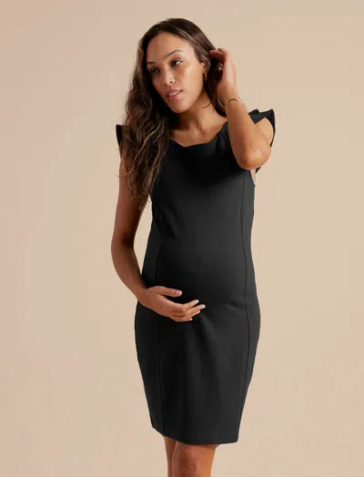 Shop A Pea In The Pod Sculpted Flounce Ponte Sheath Maternity Dress In Black