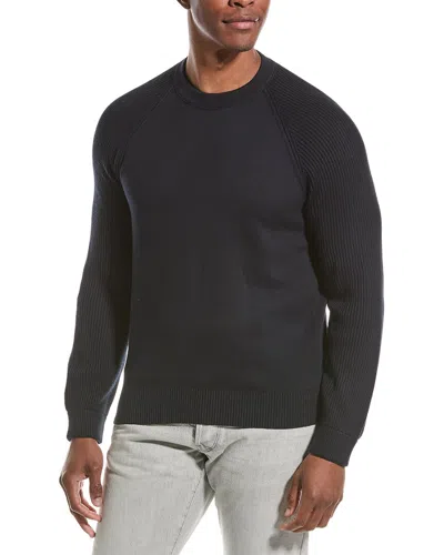 Shop Vince Mixed Rib Crewneck Sweater In Blue