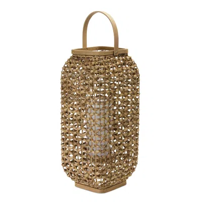 Houzbling Lantern 20"h Wicker/glass