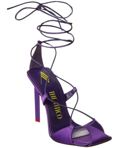 Shop Attico Adele Satin Heeled Sandal In Purple