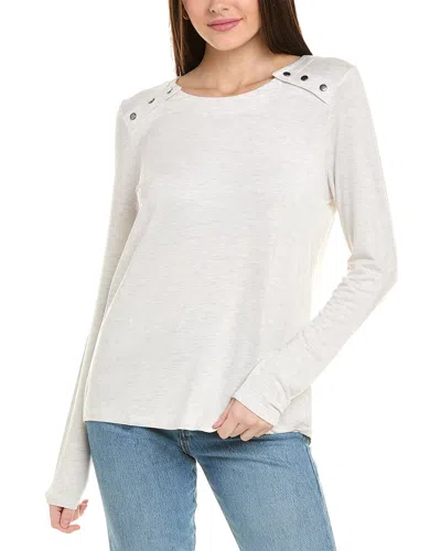 Shop Cabi Snap Shoulder Sweatshirt In White
