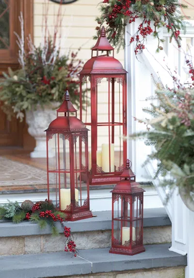 Houzbling Lantern (set Of 3) 19.75"h, 28"h, 37"h Metal/glass