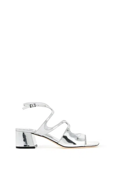 Shop Jimmy Choo "metallic Leather Azilia 45 In Argento