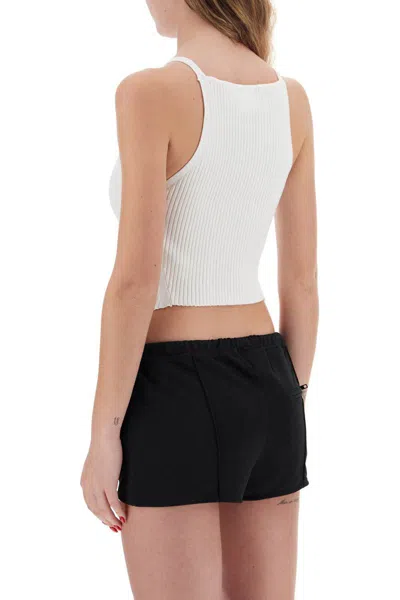 Shop Courrèges "ribbed Knit Tank Top With Pointed Hem In Bianco