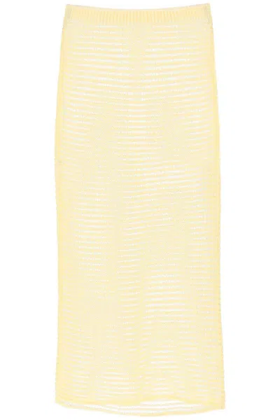 Shop Paloma Wool "knitted Midi Skirt With Perfor In Giallo