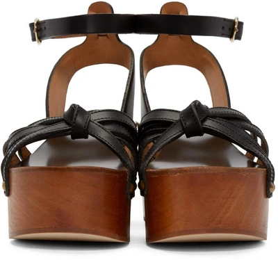 Shop Isabel Marant Black Leather Zia Wedge Sandals