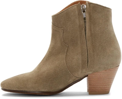 Shop Isabel Marant Green Suede Dicker Ankle Boots