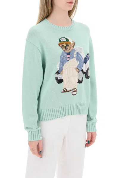 Shop Polo Ralph Lauren Polo Bear Pullover With Rl Logo In Verde