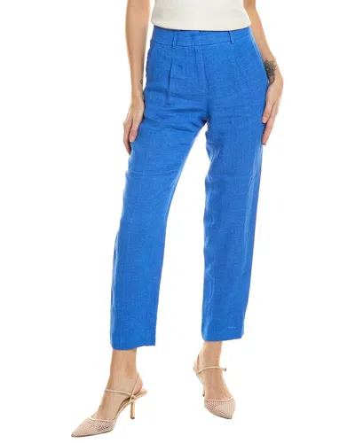 Shop Max Mara Weekend  Nobile Long Linen Trouser In Blue