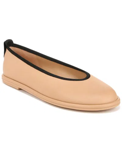 Shop Vince Sofia Leather Flat In Beige