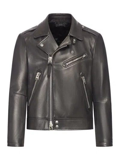 Shop Tom Ford Leather Jacket In Black