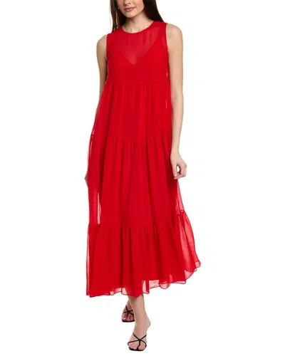 Shop Max Mara Studio Fago Silk-blend Maxi Dress In Red