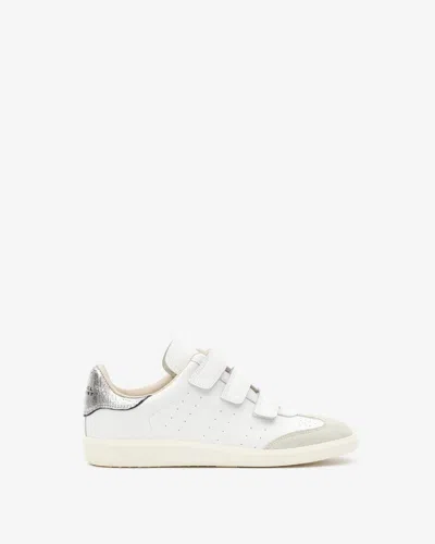 Isabel Marant Beth Suede-trimmed Leather Sneakers In Silver