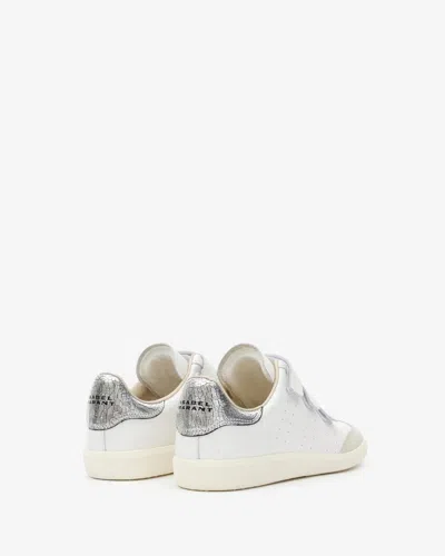 Isabel Marant Beth Suede-trimmed Leather Sneakers In Silver