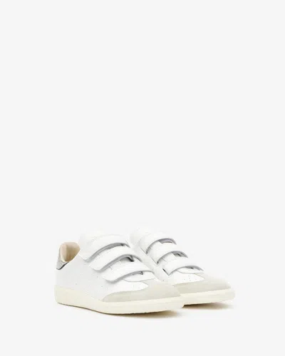 Isabel Marant Beth Suede-trimmed Leather Sneakers In Silver