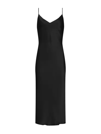 L'agence Seridie Mid-length Silk Slip Dress In Black